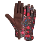 Tight Firm Synthetic Leather Spandex Gardening Gloves Floral Printing